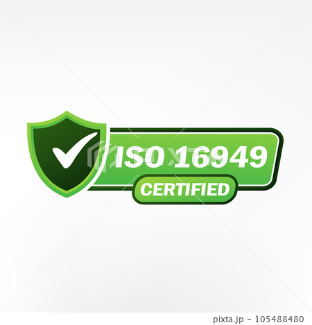 ISO 16949 Certified badge, icon. Certification stamp. Flat design vector illustration ISO 16949 Certified badge, icon. Certification stamp. Flat design vector illustration 105488480