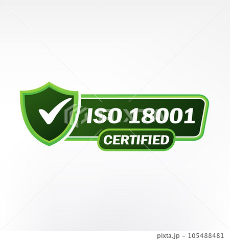 ISO 18001 Certified badge, icon. Certification stamp. Flat design vector illustration ISO 18001 Certified badge, icon. Certification stamp. Flat design vector illustration 105488481
