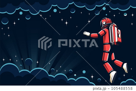 Astronaut in open space among clouds, stars, and nebulae Astronaut in open space among clouds, stars, and nebulae 105488558