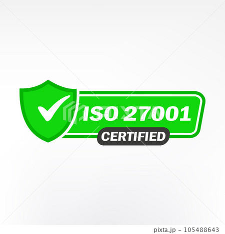 ISO 27001 Certified badge, icon. Certification stamp. Flat design vector illustration 105488643