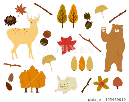 かわいい秋のイラスト素材 かわいい秋のイラスト素材 105489019
