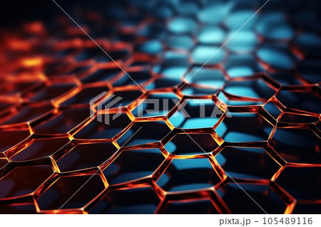 Honeycomb graphene patch. Modern background Honeycomb graphene patch. Modern background 105489116