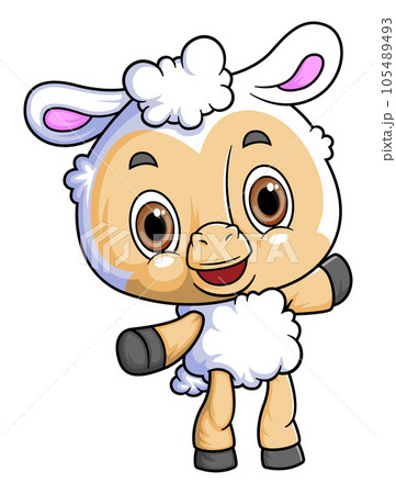 Cartoon funny sheep character isolated on white background of illustration 105489493