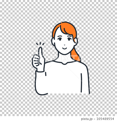 笑顔でグッドサインをする若い女性のシンプルなベクターイラスト素材 105489554