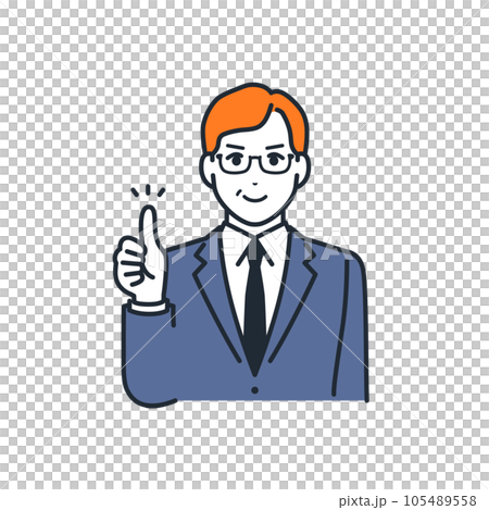 笑顔でグッドサインをするミドルのビジネスマンのシンプルなベクターイラスト素材 笑顔でグッドサインをするミドルのビジネスマンのシンプルなベクターイラスト素材 105489558
