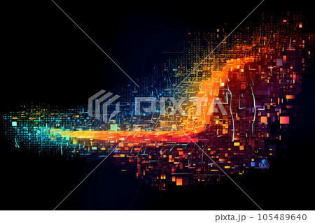 code streams of binary code on screen 105489640