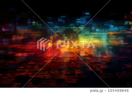 code streams of binary code on screen 105489648