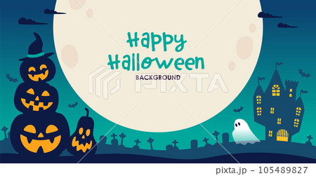 ハロウインの背景 満月とカボチャ 夜 ハロウインの背景 満月とカボチャ 夜 105489827