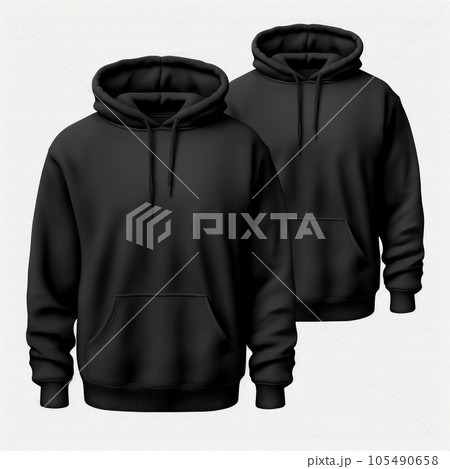 Black tee hoodie isolated Black tee hoodie isolated 105490658