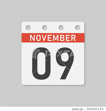Icon page calendar day - 9 November Icon page calendar day - 9 November 105491159