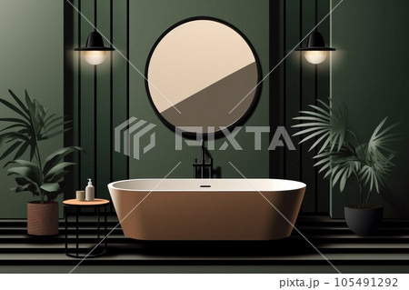 Green bathroom modern background 105491292