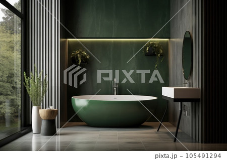Green bathroom modern background Green bathroom modern background 105491294