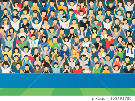 スポーツ観戦　応援する人たちのイラスト 105491780