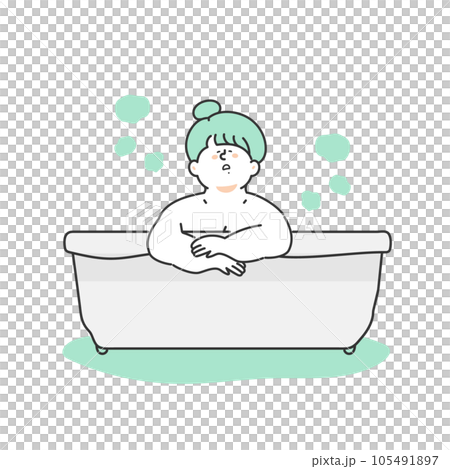 バスタブでリラックスする女性　イラスト 105491897