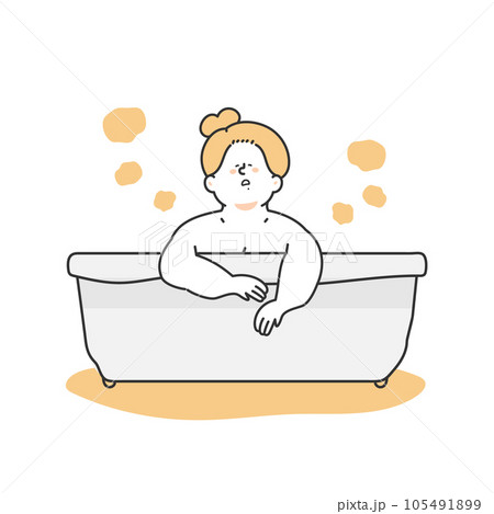 バスタブでリラックスする女性　イラスト 105491899
