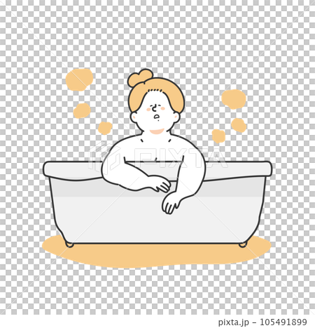 バスタブでリラックスする女性　イラスト 105491899
