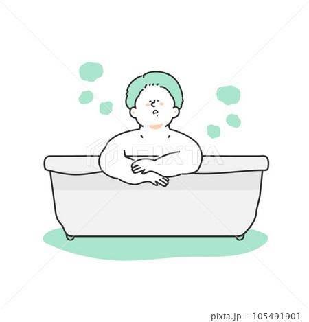 バスタブでリラックスする男性　イラスト 105491901