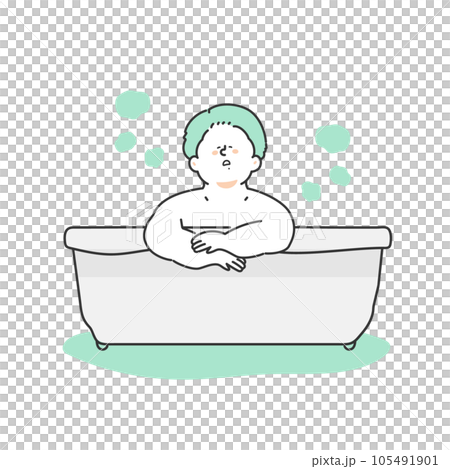 バスタブでリラックスする男性　イラスト 105491901