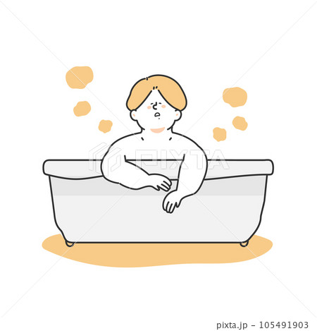 バスタブでリラックスする男性　イラスト 105491903