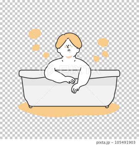 バスタブでリラックスする男性　イラスト 105491903
