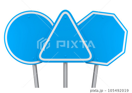 Set of road traffic signs on pole isolated on white background. Set of road traffic signs on pole isolated on white background. 105492019
