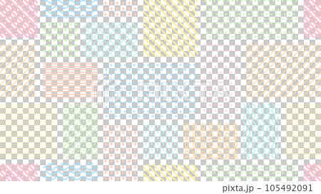 カラフルな幾何学模様の正方形と長方形のパターン背景 105492091