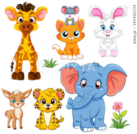 Cute Wild Animals Cartoon Character Cute Wild Animals Cartoon Character 105492234