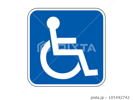 車椅子マーク 身体障害者標識の運転者マークの3Dイラスト 国際シンボルマーク 車椅子マーク 身体障害者標識の運転者マークの3Dイラスト 国際シンボルマーク 105492742