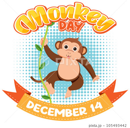 Monkey day text for banner or poster design 105493442