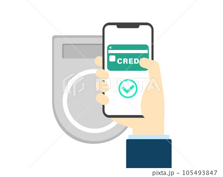 タッチ決済をするスマホを持つ手のイラスト 105493847
