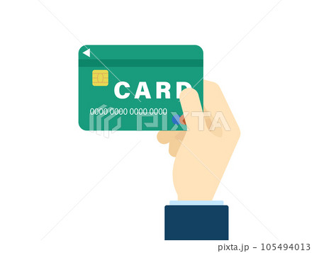 タッチ決済をするカードを持つ手のイラスト 105494013