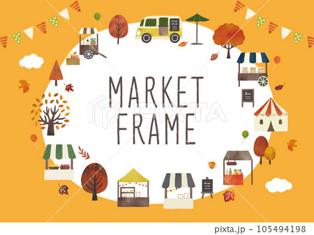 秋のマルシェフレーム水彩白地 秋のマルシェフレーム水彩白地 105494198