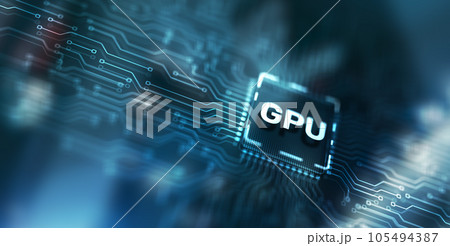 GPU Graphic Processor Hardware Tech. Processing Electronic Technology concept on server rack background 105494387