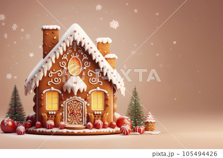 Christmas gingerbread house. Mockup. 105494426