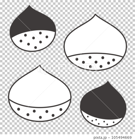 シンプルな栗の線画イラストセット シンプルな栗の線画イラストセット 105494669