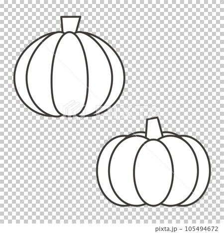 シンプルなカボチャの線画イラストセット シンプルなカボチャの線画イラストセット 105494672