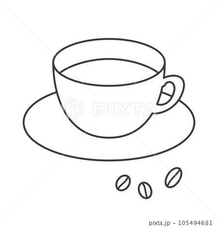 シンプルなコーヒーカップの線画イラスト 105494681