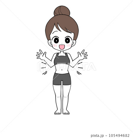 ウエストが細くなって喜ぶ女性のイラスト 105494682