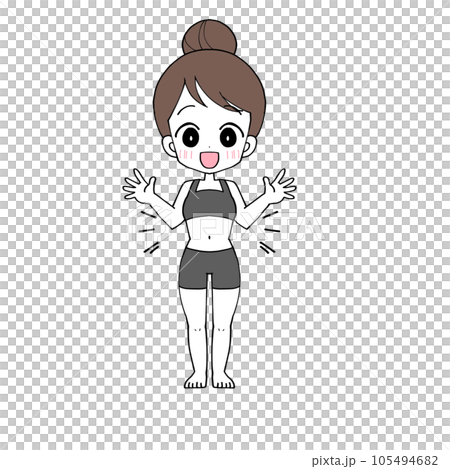 一個對自己的腰部變細感到滿意的女人的插圖 105494682