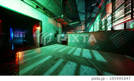 brightly lit Asian bar with no one around 105495847