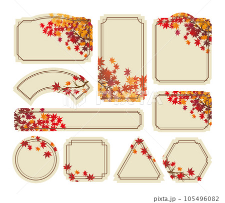 秋　紅葉　和風　フレーム 105496082