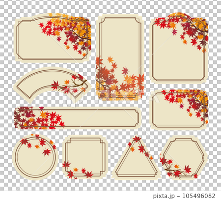 秋　紅葉　和風　フレーム 105496082