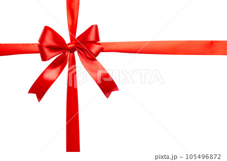 Red ribbon bow isolated on white background. empty space for design 105496872
