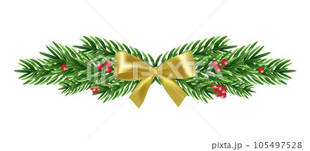 Christmas garland with fir branches and a…のイラスト素材 [105497528] - PIXTA