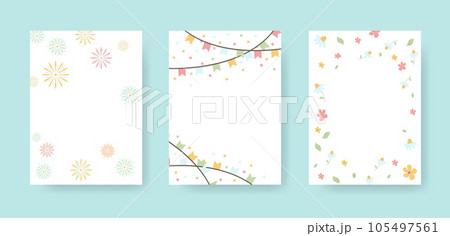 A set of templates and backgrounds for the holiday and party. A set of three holiday cards, banner invitations. Vector holiday backgrounds for birthday A set of templates and backgrounds for the holiday and party. A set of three holiday cards, banner invitations. Vector holiday backgrounds for birthday 105497561