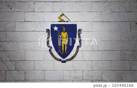 Flag of Massachusetts painted on a wall 105498166