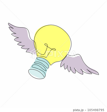 Continuous line drawing. Light bulb of a yellow business ideas