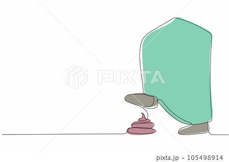 Single continuous line drawing active Arab businessman leg step on banana peel. Imminent danger, banana peel underfoot. Business risk. Minimalism metaphor. One line graphic design vector illustration Single continuous line drawing active Arab businessman leg step on banana peel. Imminent danger, banana peel underfoot. Business risk. Minimalism metaphor. One line graphic design vector illustration 105498914