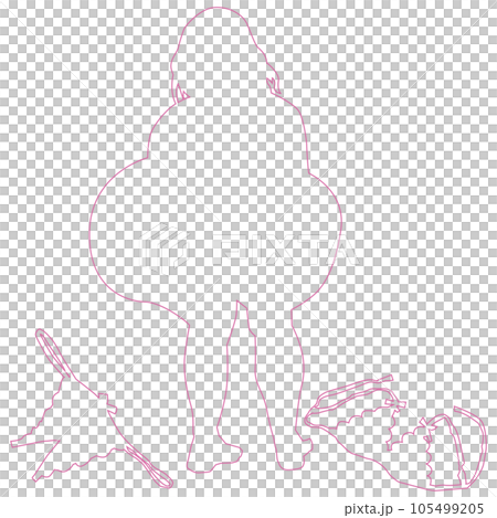セクシーな下着と女性のポーズシルエットのイラストの線画素材　ベクター 105499205