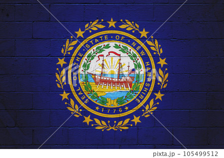 Flag of New Hampshire painted on a wall Flag of New Hampshire painted on a wall 105499512